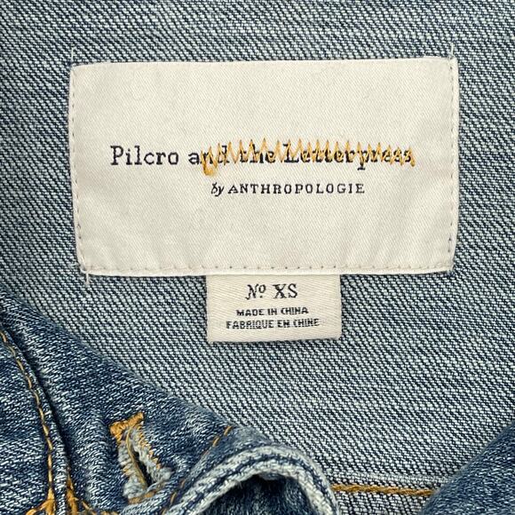 Anthropologie Pilcro  Denim Jacket With Knit Long Sleeves, Sz. XS Y2K School - Picture 4 of 6